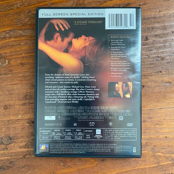 DVD Unfaithful movie full screen special edition steamy thriller 124 minutes R - Picture 3 of 3